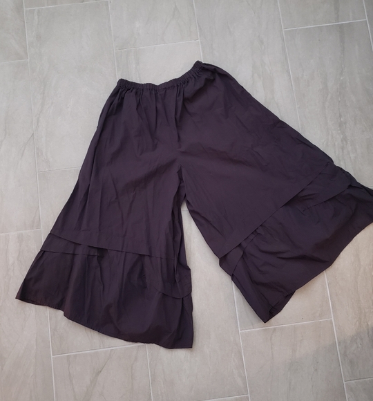 NWOT Krista Larson Taffeta Ruffle Wide Leg Pants One Size - Picture 2 of 12